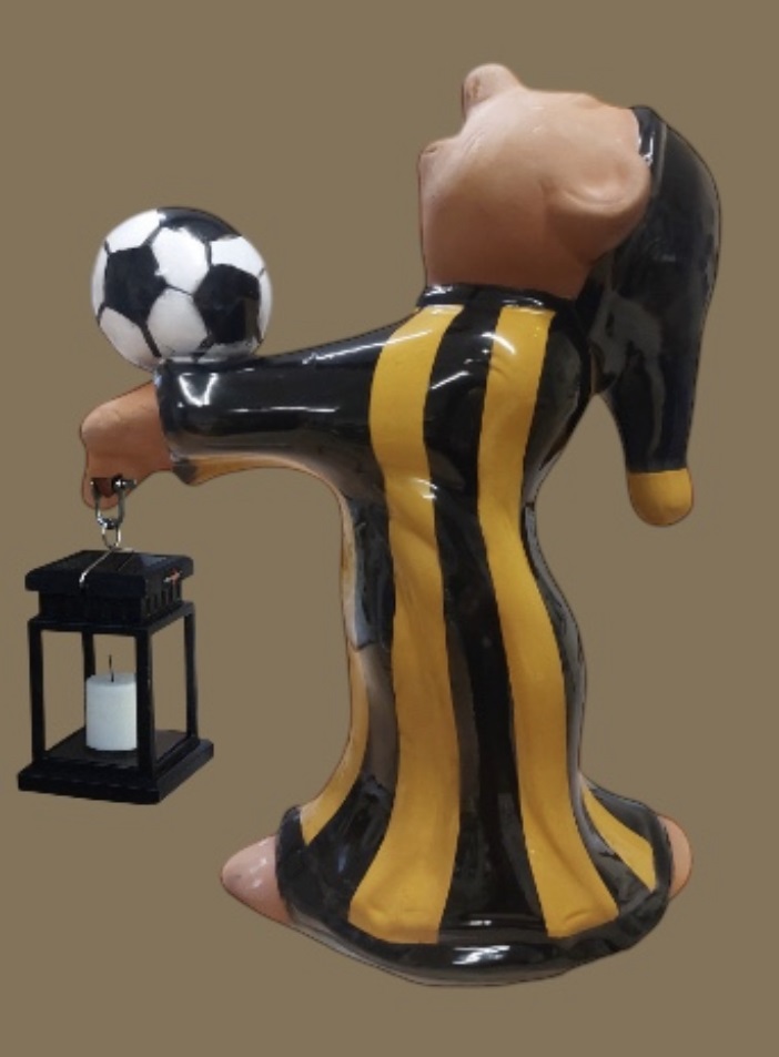 schlafwandler gelb-schwarz gestreift mit solarlampe